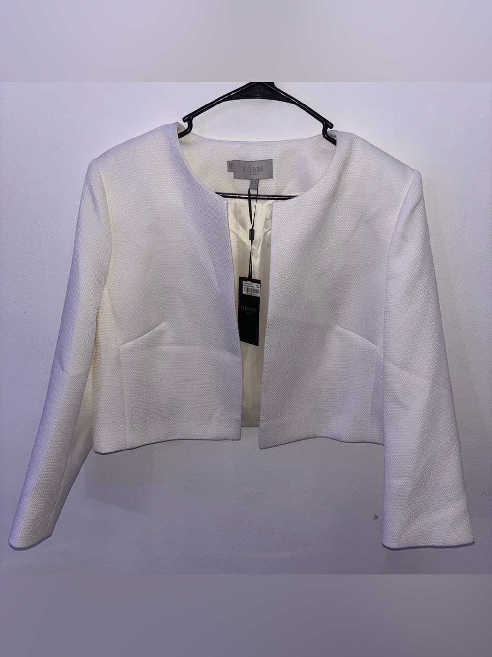 NWT Hobbs London Elize Jacket In Ivory Size 12